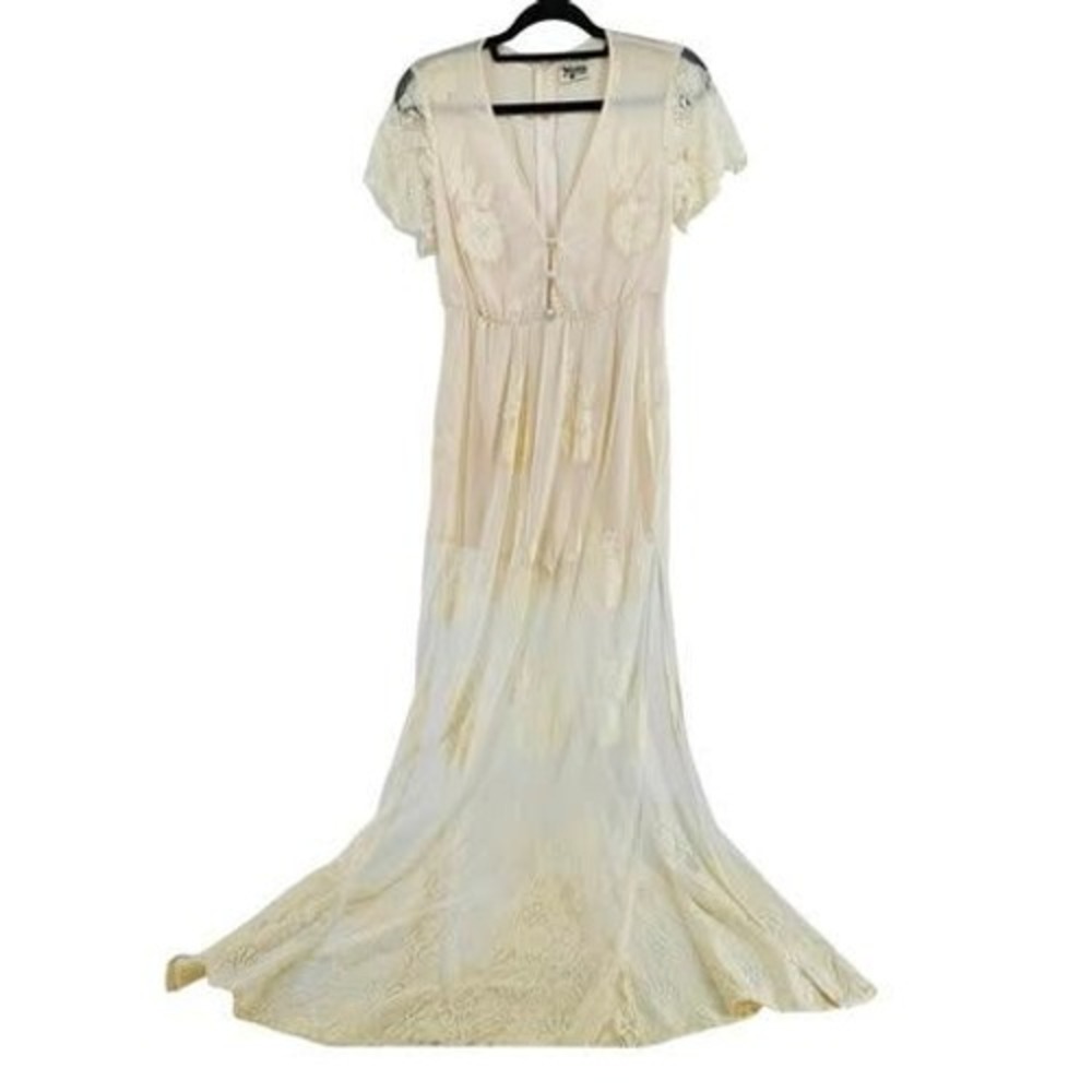 Show Me Your MuMu Ivory Romper Sheer Coquette Lace Boho Romantic Bridal XS Fairy
